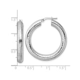 Sterling Silver Hoop Earrings, Thick Hammered Dome Design, Rhodium Plated Statement Jewelry