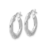 Sterling Silver Hoop Earrings with Twisted Braided High-Polish Design for Women