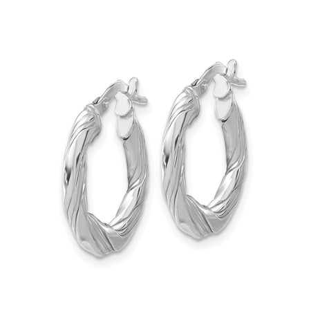 Sterling Silver Hoop Earrings with Twisted Braided High-Polish Design for Women