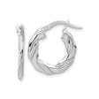 Sterling Silver Hoop Earrings with Twisted Braided High-Polish Design for Women