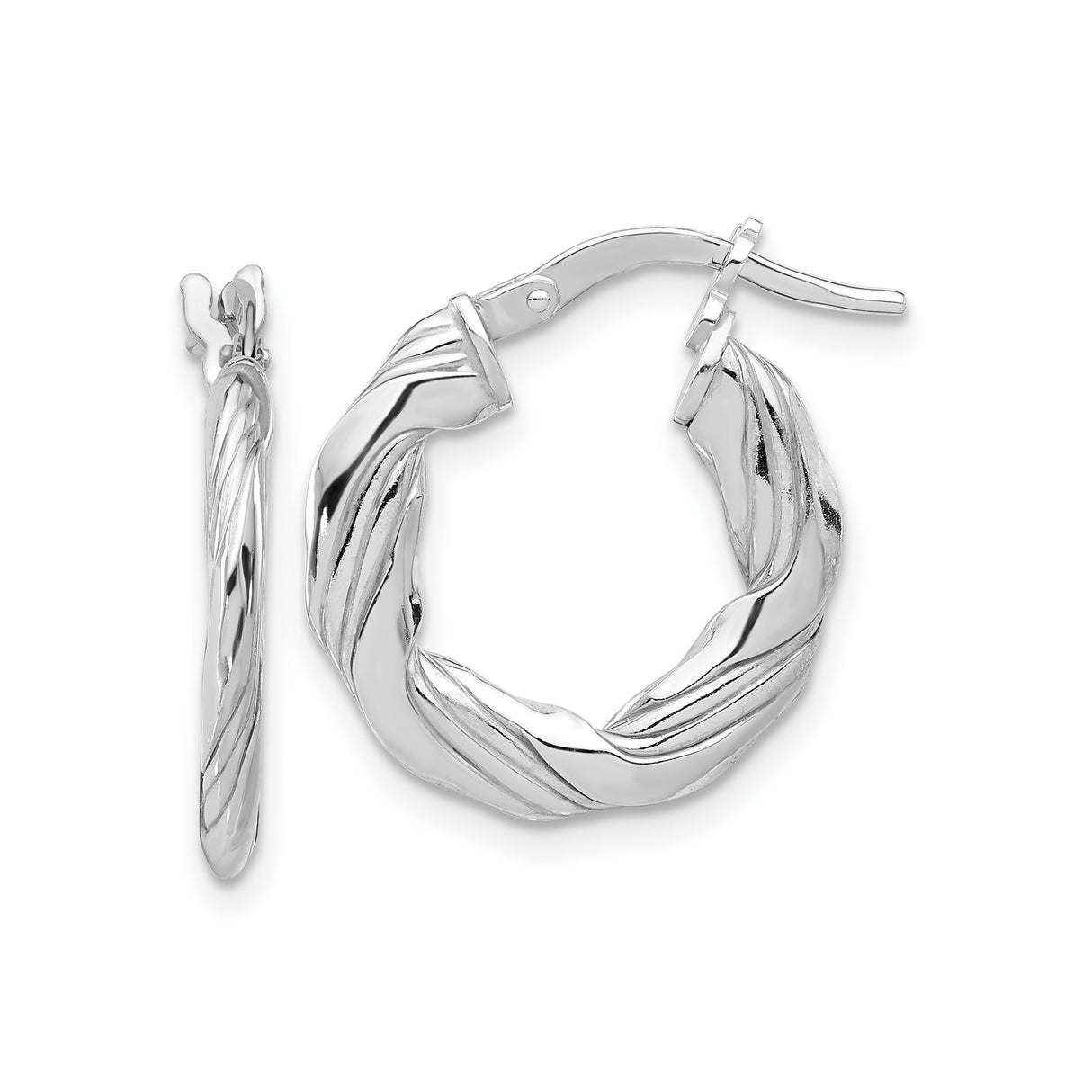 Sterling Silver Hoop Earrings with Twisted Braided High-Polish Design for Women