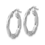 Sterling Silver Twisted Hoop Earrings with Polished and Textured Rope Design