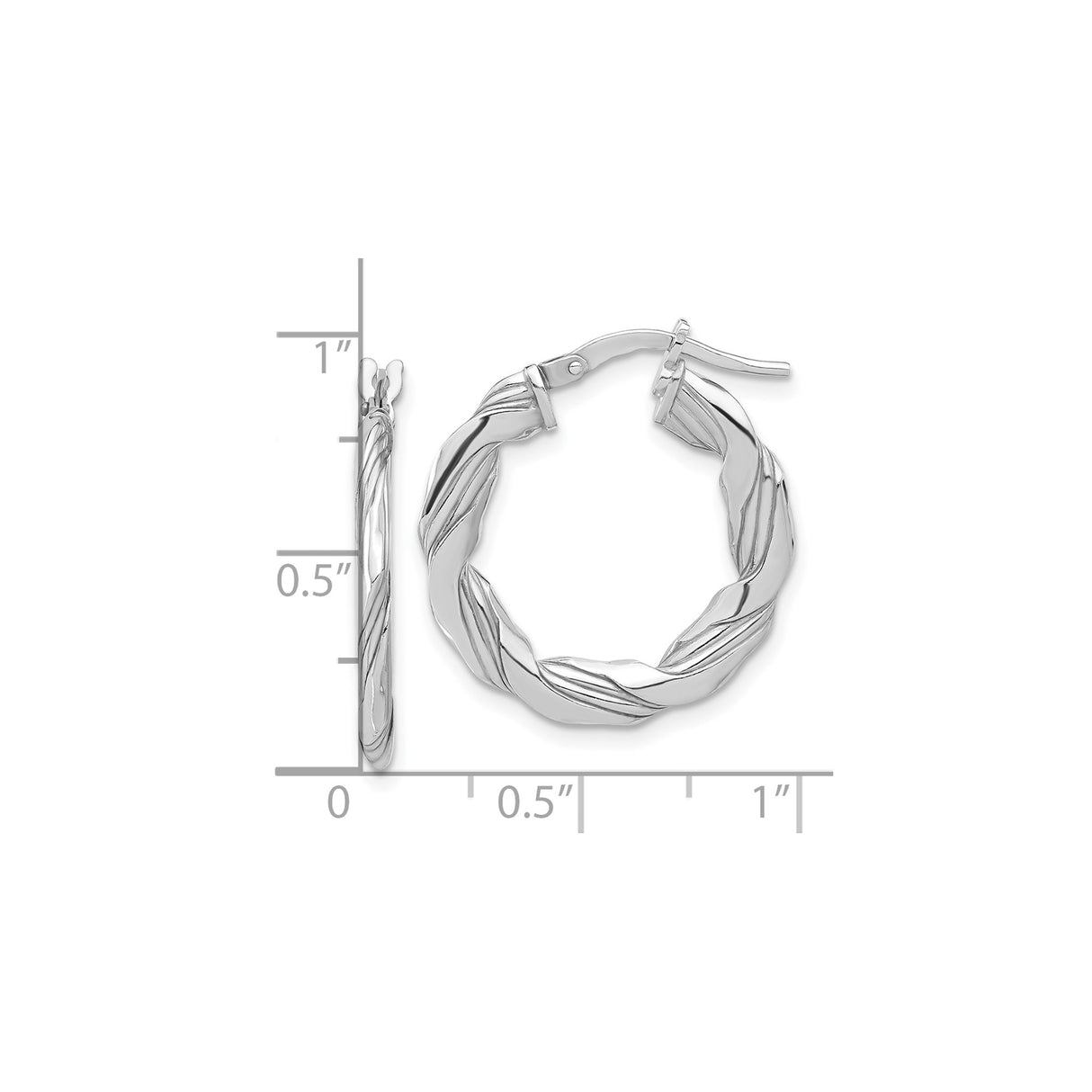 Sterling Silver Twisted Hoop Earrings with Polished and Textured Rope Design