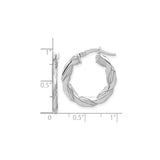 Sterling Silver Twisted Hoop Earrings with Polished and Textured Rope Design
