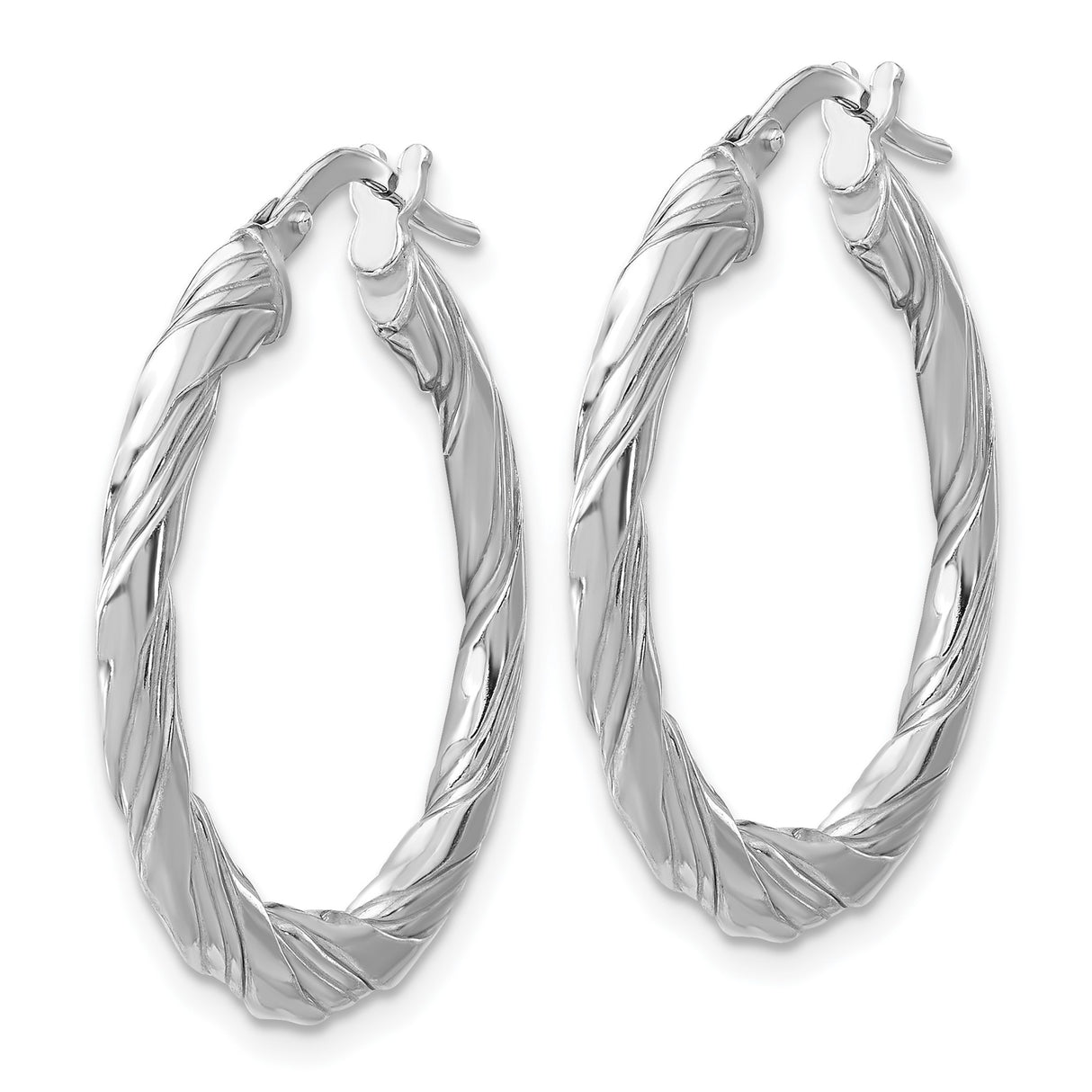 Sterling Silver Twisted Hoop Earrings with Textured Rope Design and High Polish Finish