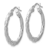 Sterling Silver Twisted Hoop Earrings with Textured Rope Design and High Polish Finish