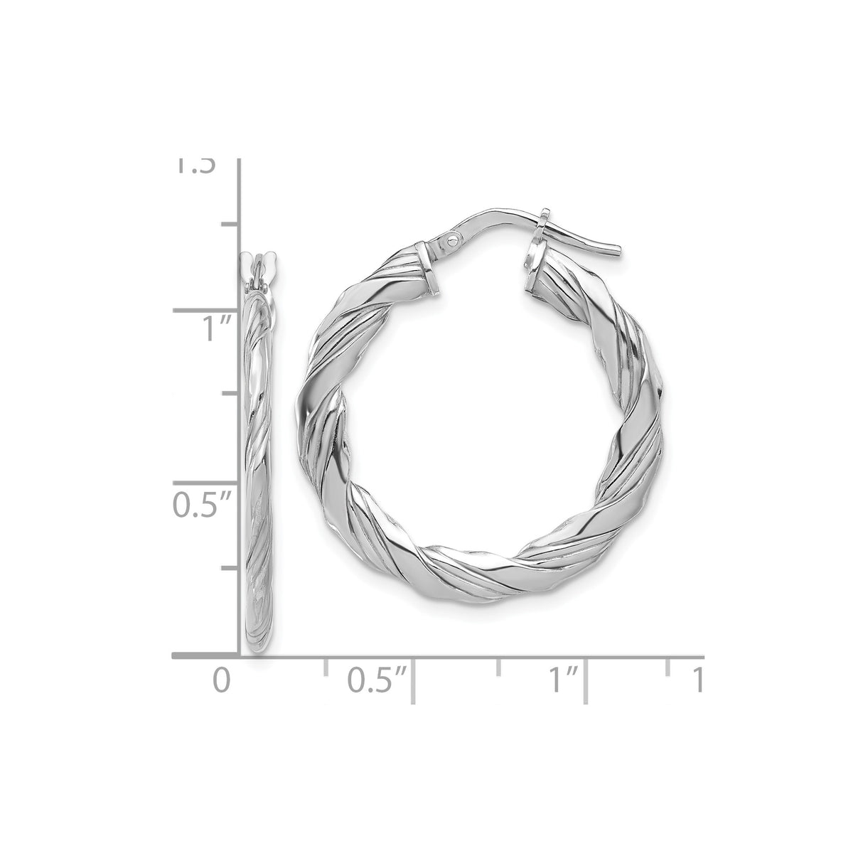 Sterling Silver Twisted Hoop Earrings with Textured Rope Design and High Polish Finish