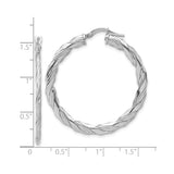 Sterling Silver Twisted Hoop Earrings with Polished Textured Finish, Lightweight Modern Style