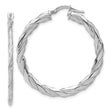 Sterling Silver Twisted Hoop Earrings with Polished Textured Finish, Lightweight Modern Style