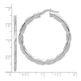 Sterling Silver Twisted Hoop Earrings with Polished Textured Rope Design for Women