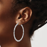 Sterling Silver Hoop Earrings, Twisted Polished Texture, Lightweight Minimalist Design for Women