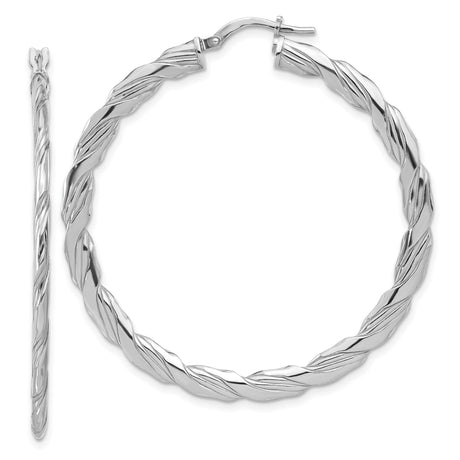 Sterling Silver Hoop Earrings, Twisted Polished Texture, Lightweight Minimalist Design for Women
