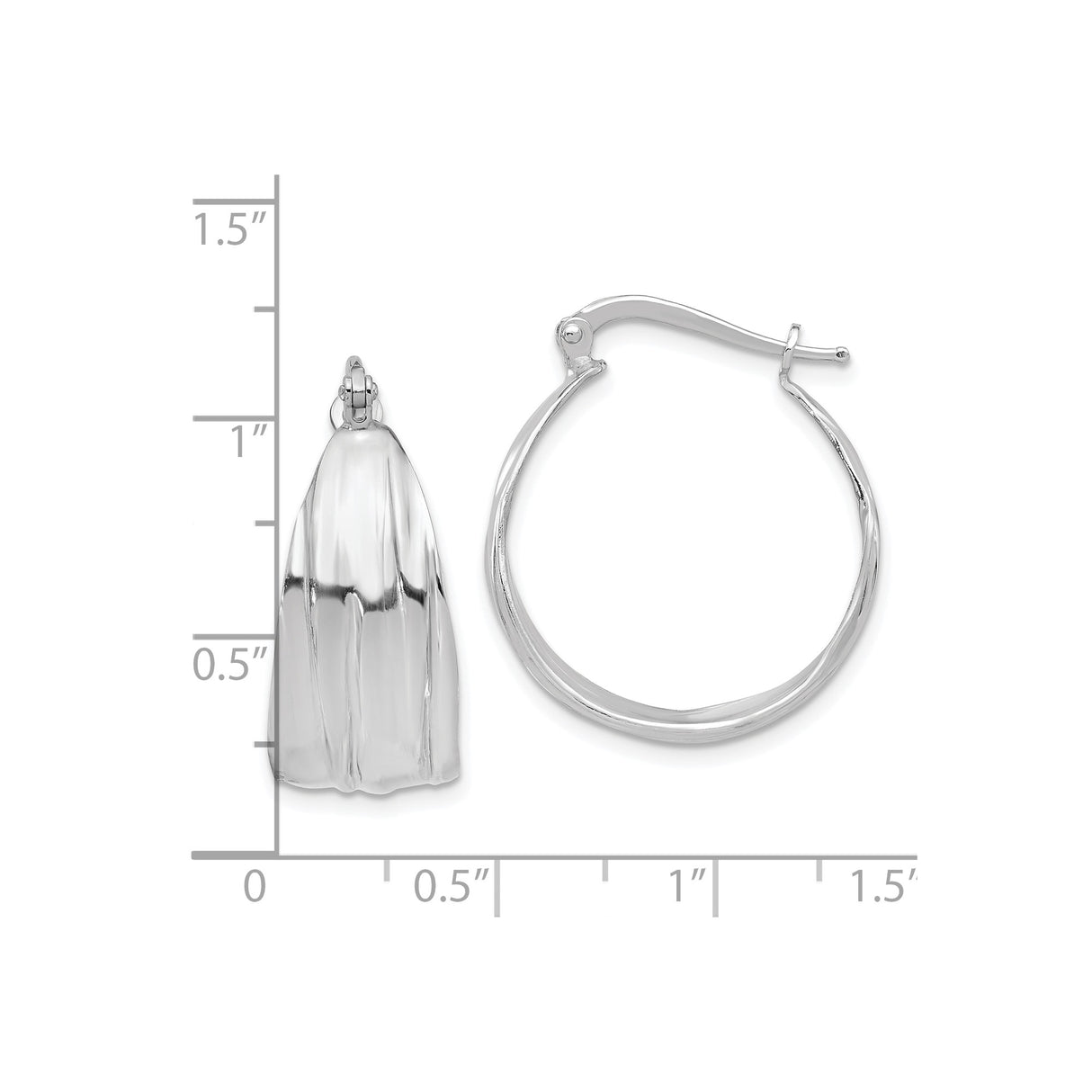 Sterling Silver Twisted Hoop Earrings with Polished Wave Texture, Lightweight Sculptural Design