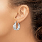 Sterling Silver Hoop Earrings with Hammered Texture and Flared Drop Design