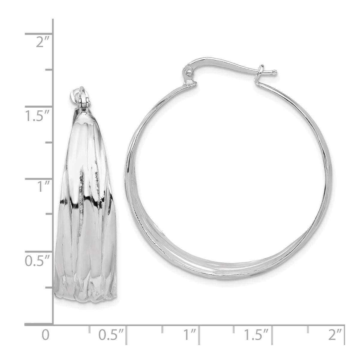 Sterling Silver Twisted Hoop Earrings with Polished Wave Design and Textured Detail