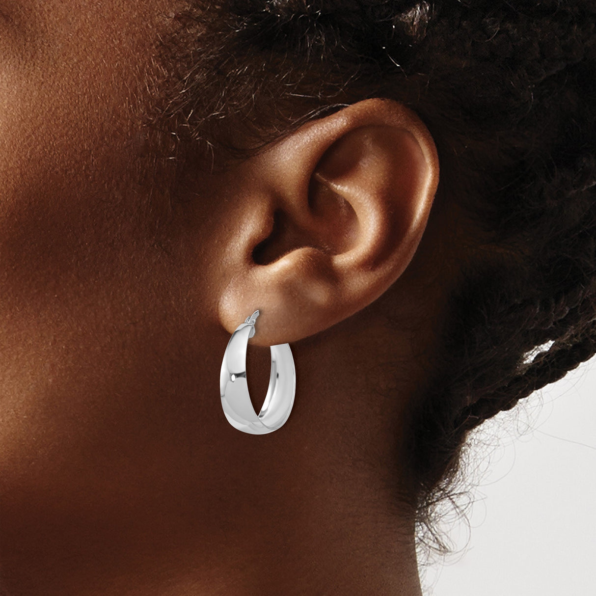 Sterling Silver Hoop Earrings with Tapered Sleek Design and Polished Finish