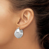 Sterling Silver Triangle Hoop Earrings, Textured Tribal Design, Flared Boho Style