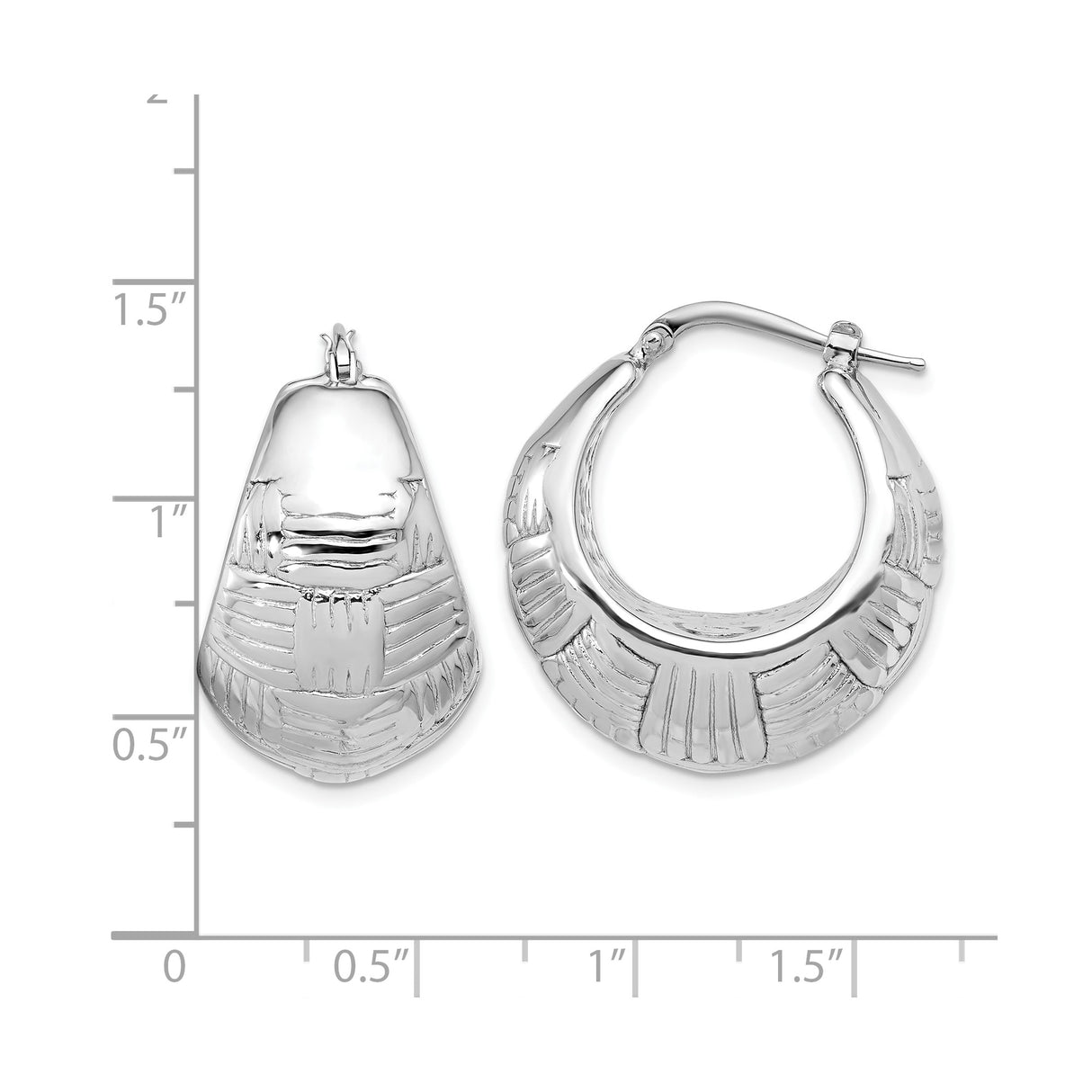 Sterling Silver Triangle Hoop Earrings, Textured Tribal Design, Flared Boho Style