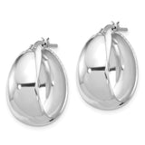 Sterling Silver Hoop Earrings, Medium Classic Rounded Style with Latch Back Closure