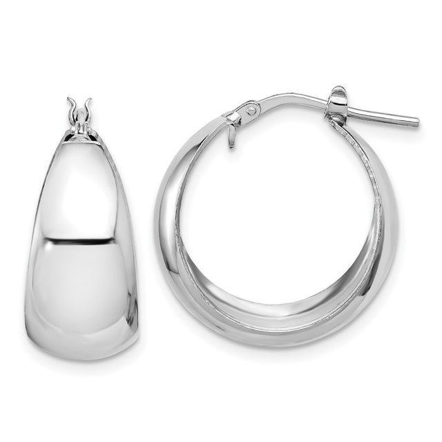 Sterling Silver Hoop Earrings, Medium Classic Rounded Style with Latch Back Closure