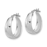 Sterling Silver Hoop Earrings, Textured Round Design with Subtle Hammered Finish