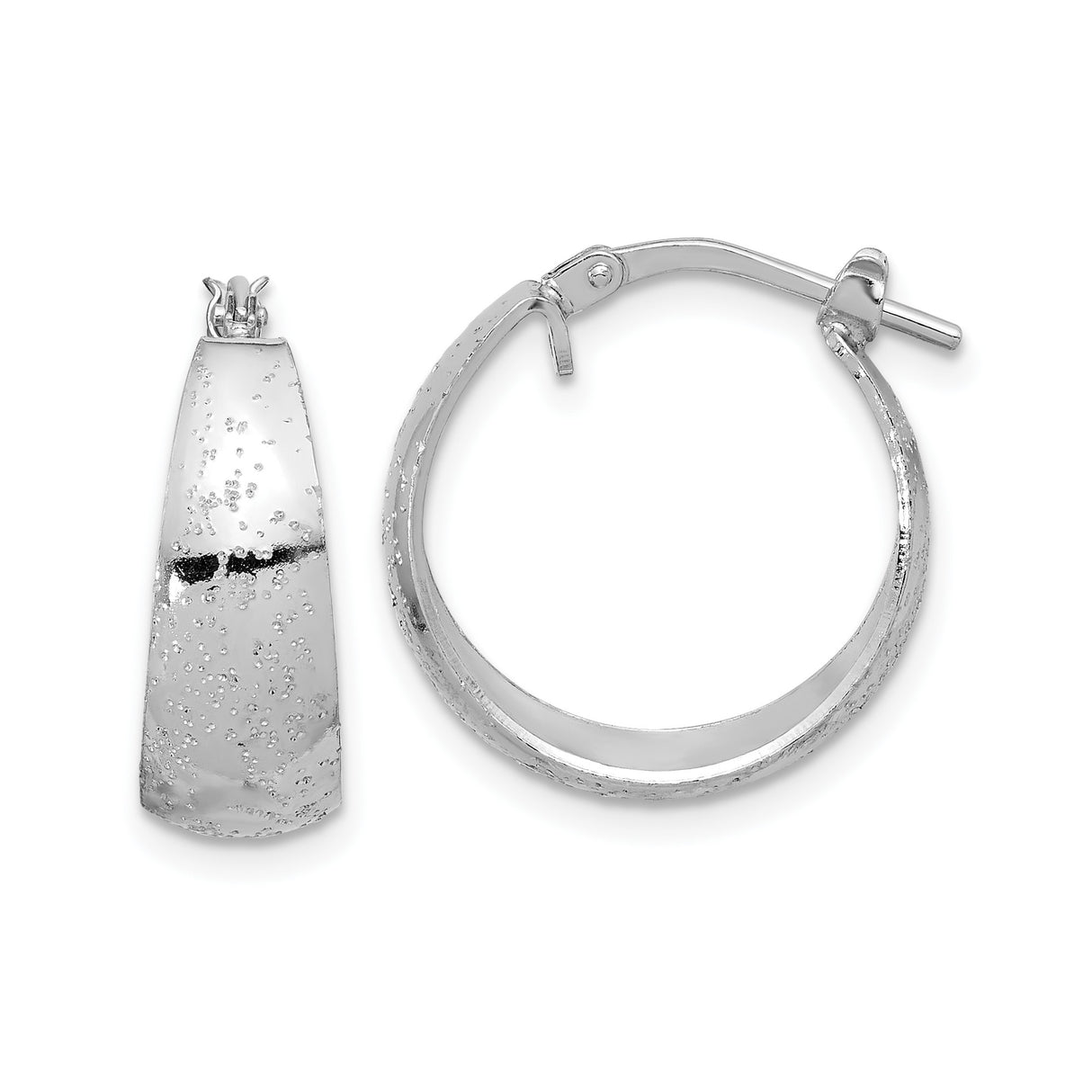 Sterling Silver Hoop Earrings, Textured Round Design with Subtle Hammered Finish