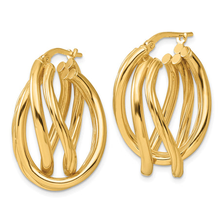 Sterling Silver Twisted Layered Teardrop Hoop Earrings, Gold Plated, Textured Statement Design