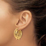 Sterling Silver Twisted Layered Teardrop Hoop Earrings, Gold Plated, Textured Statement Design