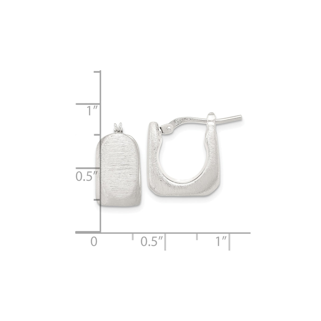 Sterling Silver Square Hoop Earrings, Brushed Finish, Modern Geometric Design for Women