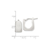 Sterling Silver Square Hoop Earrings, Brushed Finish, Modern Geometric Design for Women