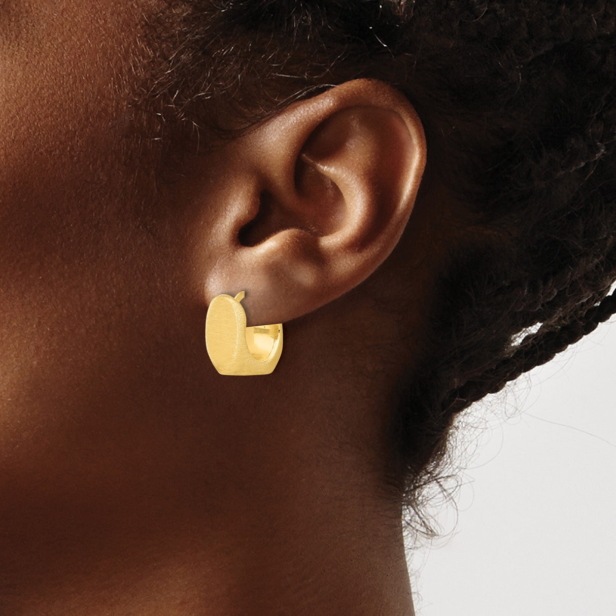 Sterling Silver Hoop Earrings with Brushed Matte Finish, Square Edge, Chunky Minimalist Style