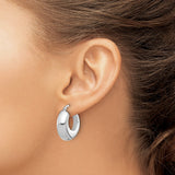 Sterling Silver Hoop Earrings, Polished Puffed Round Lightweight Modern Design