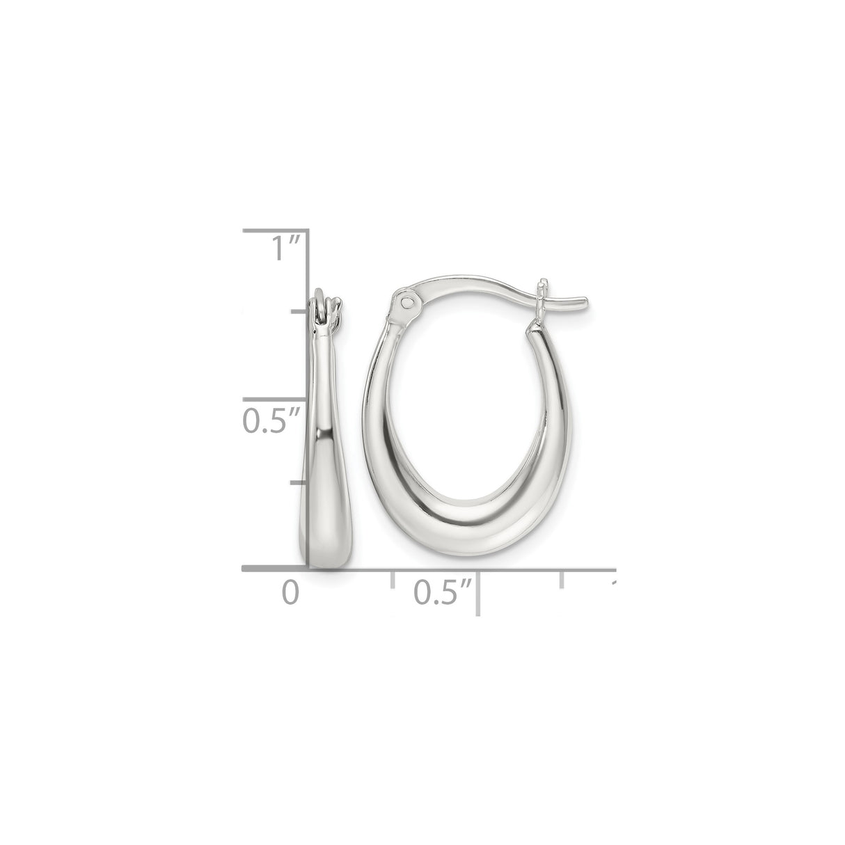 Sterling Silver Teardrop Hoop Earrings, Smooth Polished Oval Design, Minimalist Style for Women
