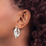 Sterling Silver Dolphin Hoop Earrings, Polished Marine Life Inspired Ocean Theme Jewelry