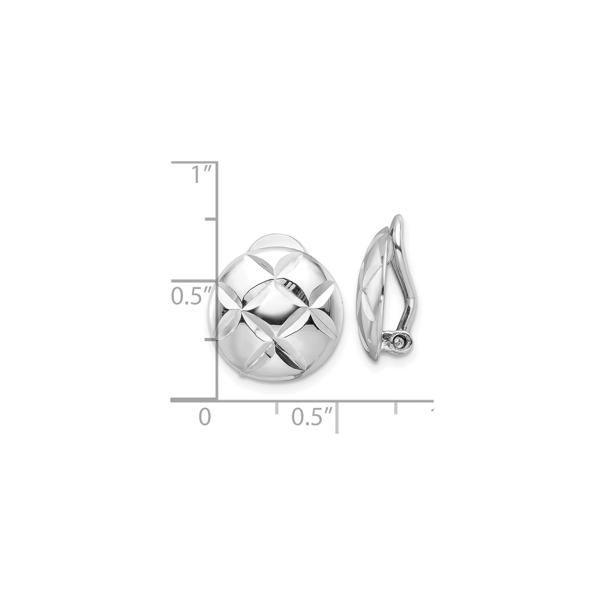 Sterling Silver Clip On Earrings Floral Dome GeometricPetal