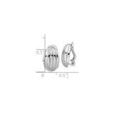 Sterling Silver Domed Clip On Oval Earrings Ribbed Finish