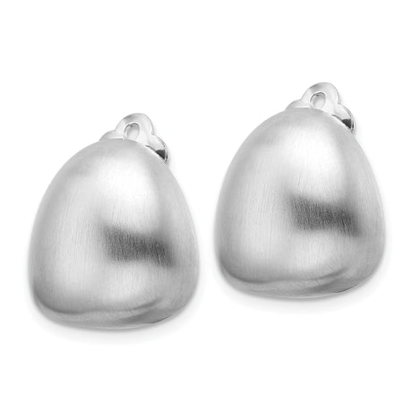 Sterling Silver Matte Dome Clip On Earrings Nonpierced