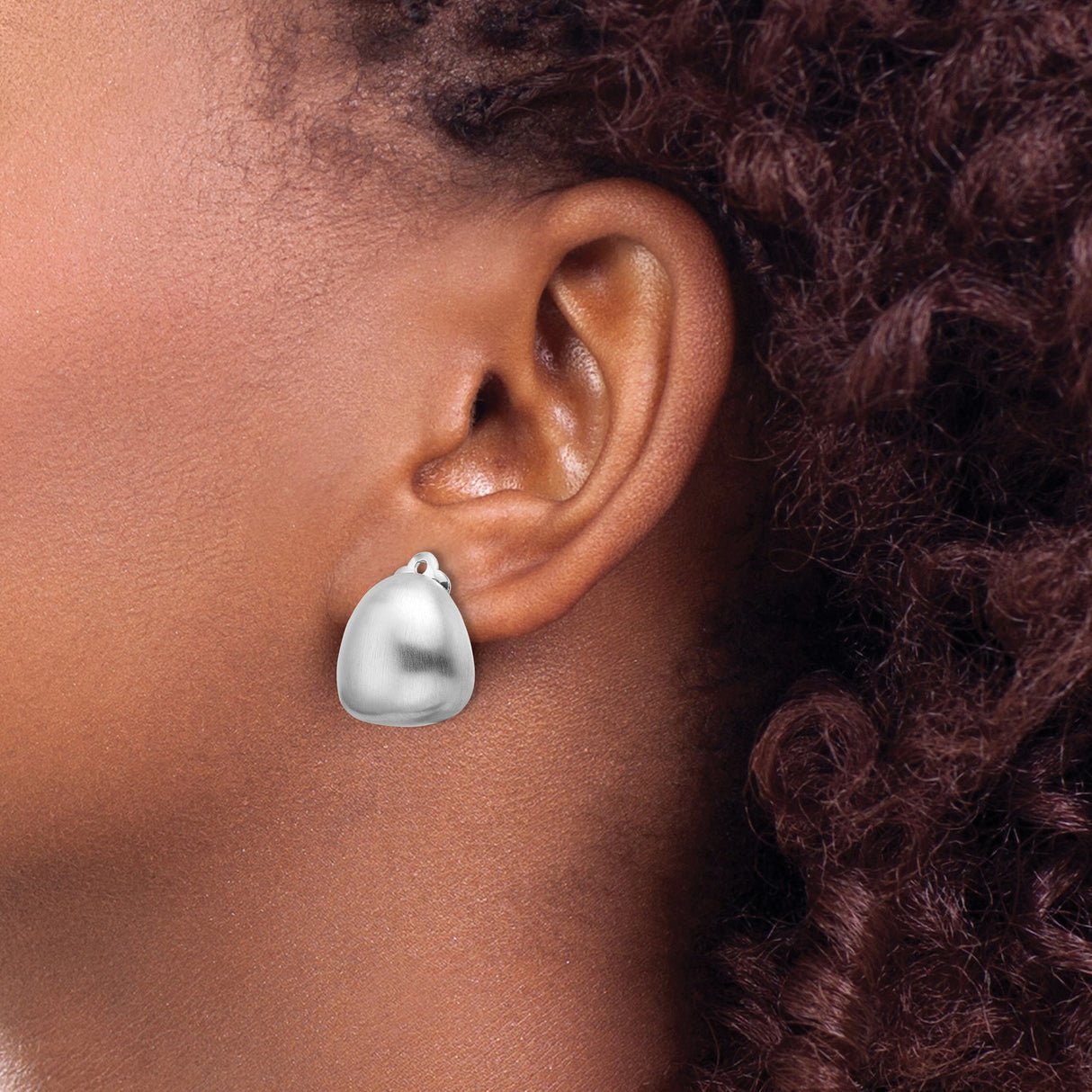 Sterling Silver Matte Dome Clip On Earrings Nonpierced