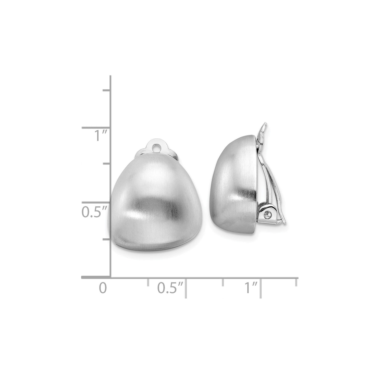Sterling Silver Matte Dome Clip On Earrings Nonpierced