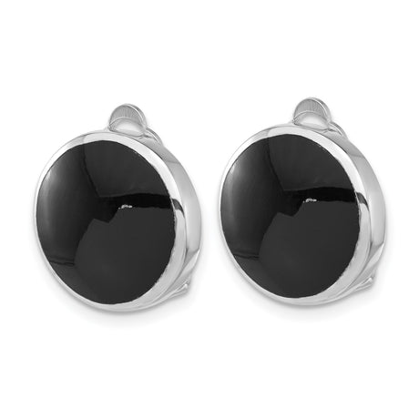 Sterling Silver Clip On Earrings Non Pierced Black Onyx