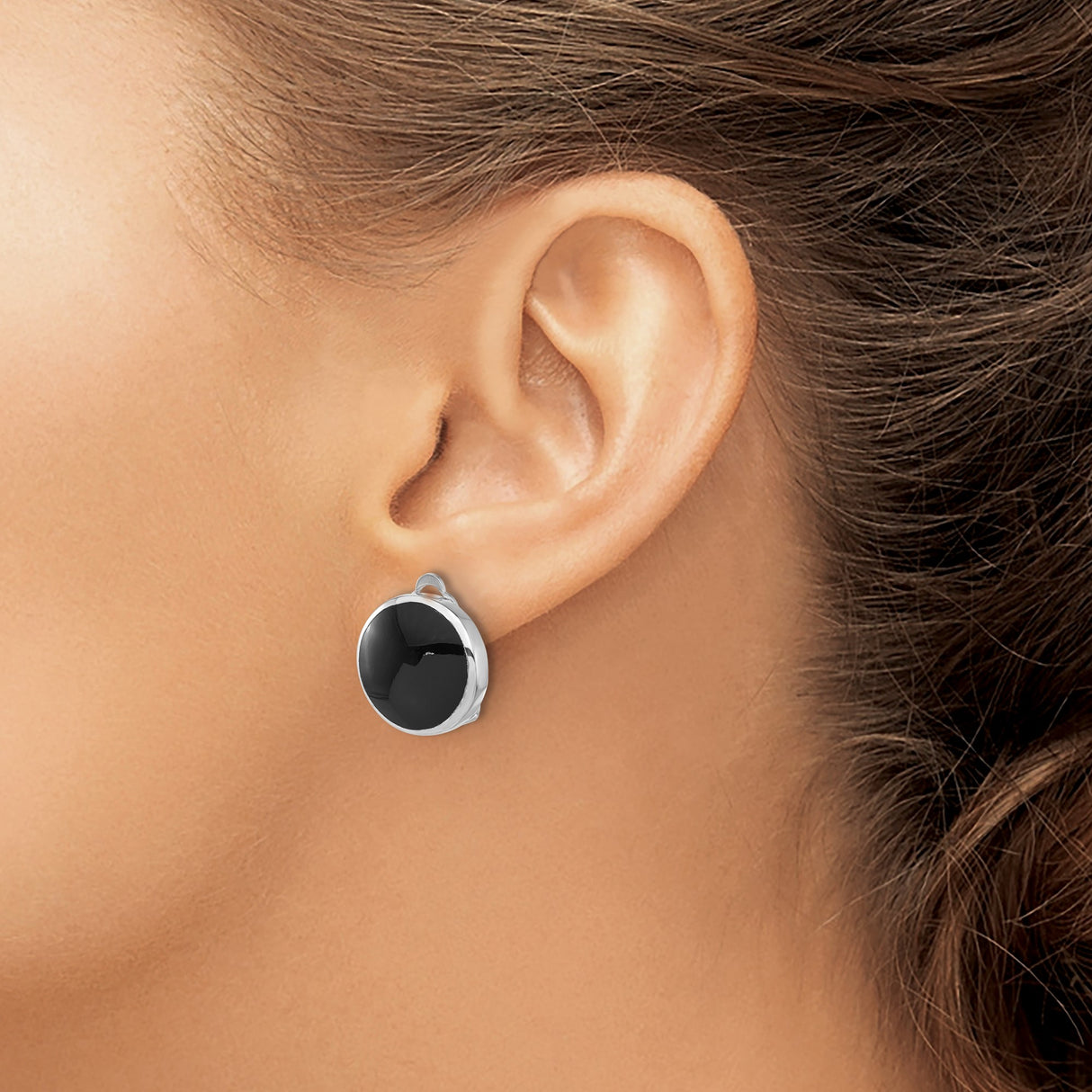 Sterling Silver Clip On Earrings Non Pierced Black Onyx