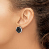 Sterling Silver Clip On Earrings Non Pierced Black Onyx