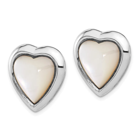 Sterling Silver Heart Clip Earrings With Mother Of Pearl