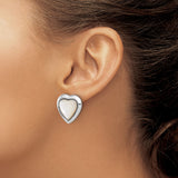 Sterling Silver Heart Clip Earrings With Mother Of Pearl