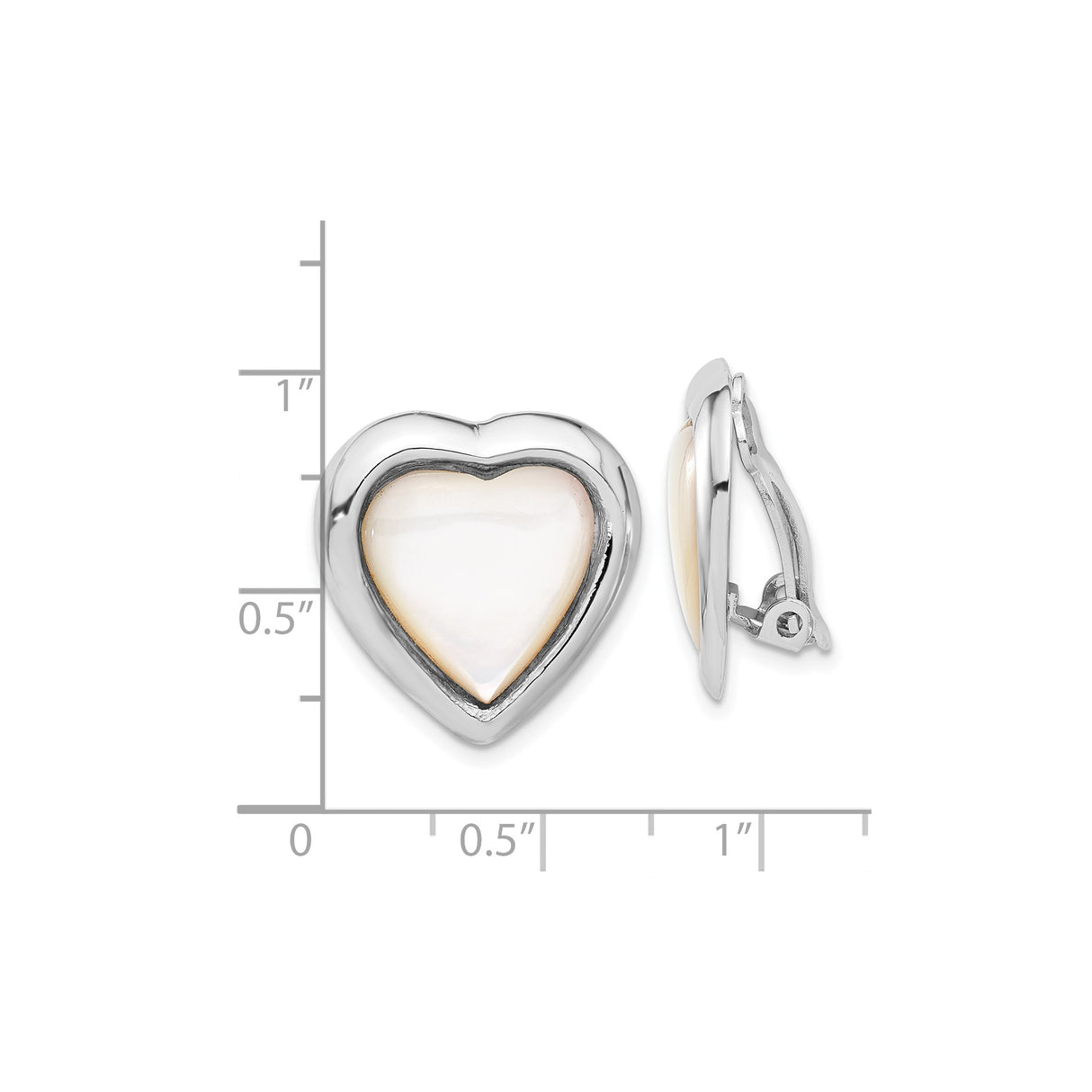 Sterling Silver Heart Clip Earrings With Mother Of Pearl