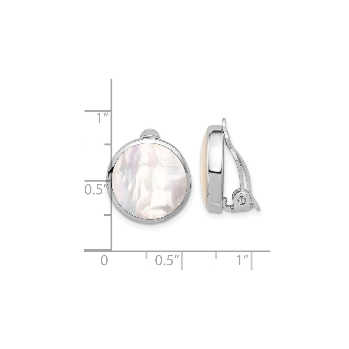 Sterling Silver Clip On Earrings In Mother Of Pearl Inlay