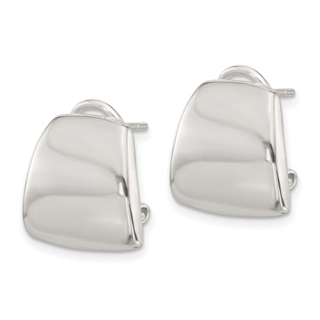 Sterling Silver Clip-On Earrings, Geometric Square Design, Minimalist Polished Finish for Women