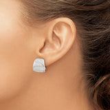Sterling Silver Clip-On Earrings, Geometric Square Design, Minimalist Polished Finish for Women