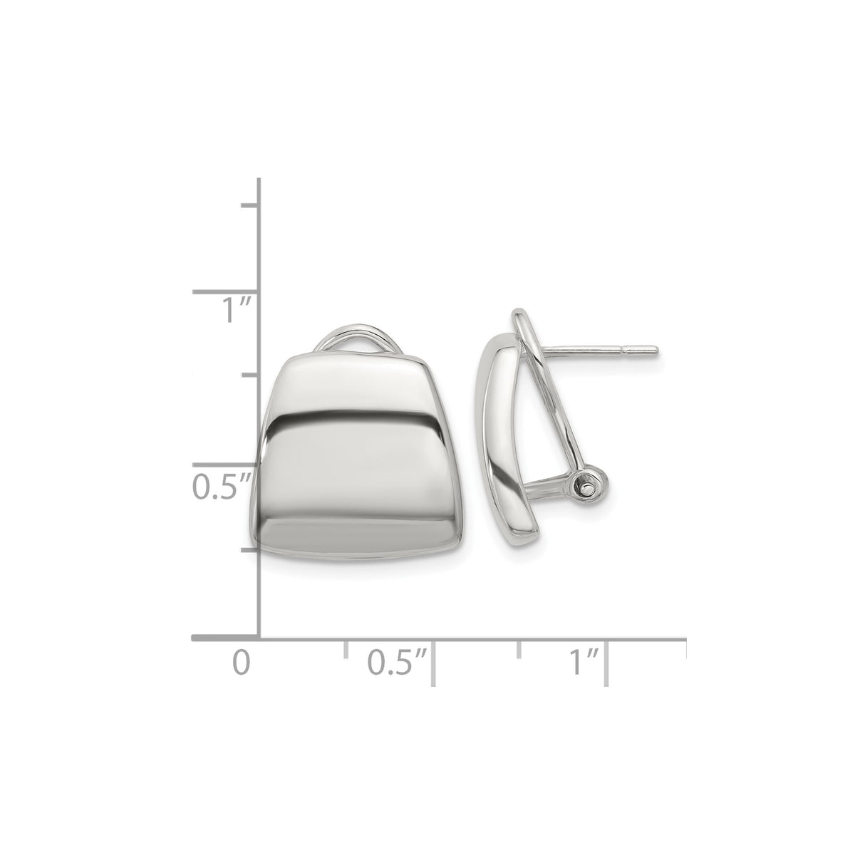 Sterling Silver Clip-On Earrings, Geometric Square Design, Minimalist Polished Finish for Women