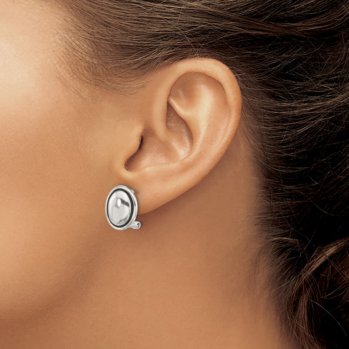 Sterling Silver Oval Cufflinks with Black Enamel, Polished Finish, Classic Formal Style for Men
